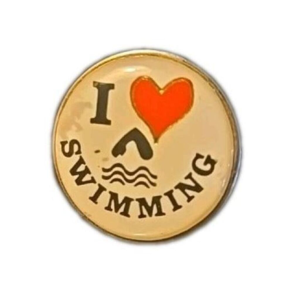 Vintage I Heart Love Swimming Lapel Pin